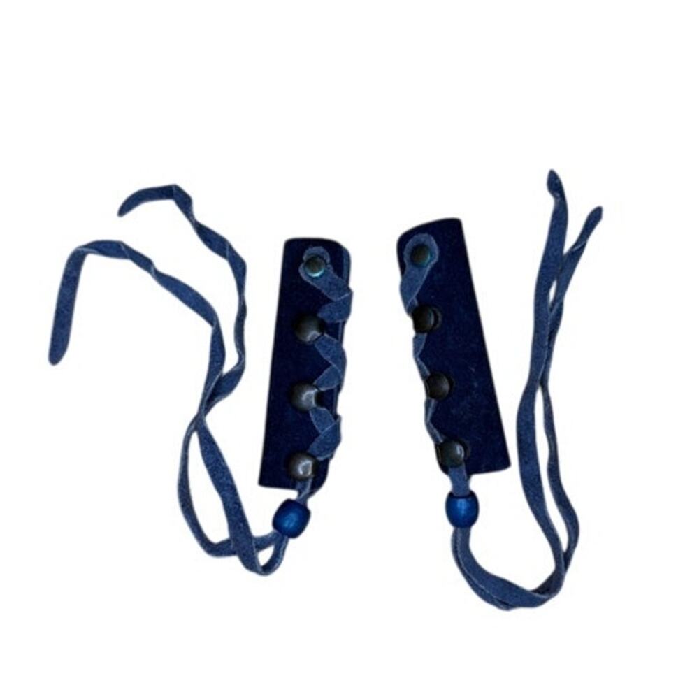 Blue Leather Braid Holders